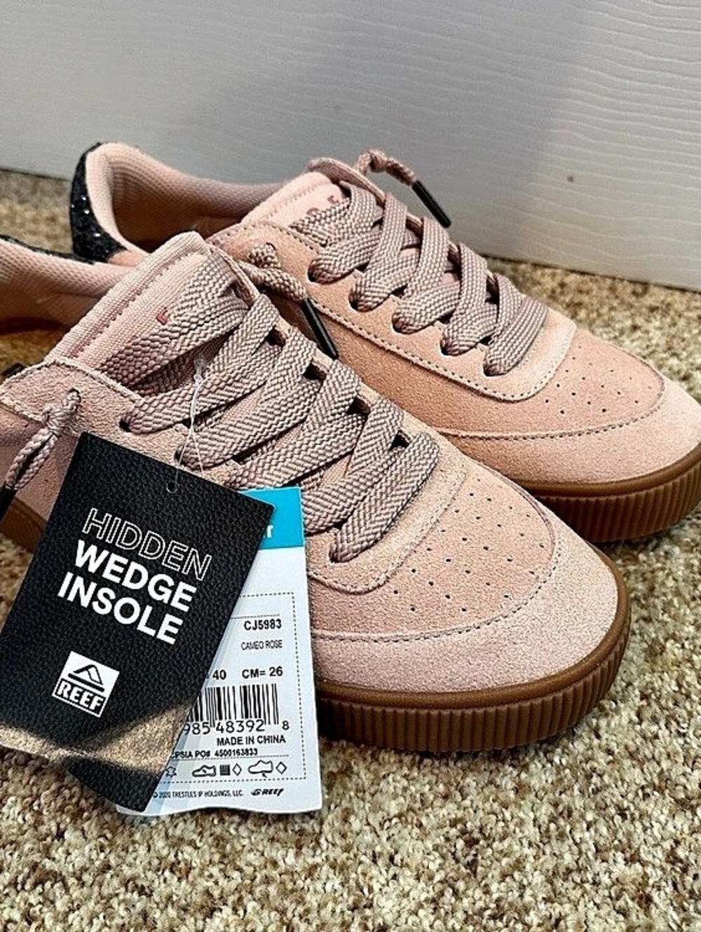 Reef Lay Day Seas Women's Sneakers Pink & Black US 9 NWT cameo rose w glitter